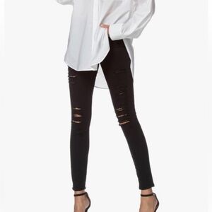 Frame Denim Le Skinny De Jeanne Distressed Jeans 25 Black